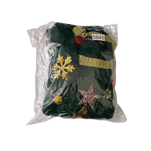 Ugly Christmas Sweater Holiday Tunic Sweater L Green Gold Sparkle Tree Women - Picture 8 of 8